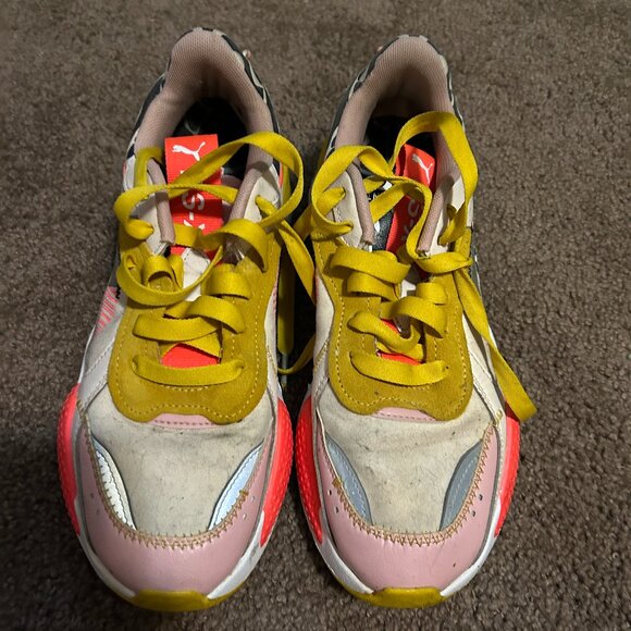 PUMA RS-X Unexpected Mixes Sneaker Zebra Pink Yellow Lace Up‎ Women's Size 10 - Picture 2 of 8